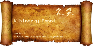 Kubinszky Fanni névjegykártya